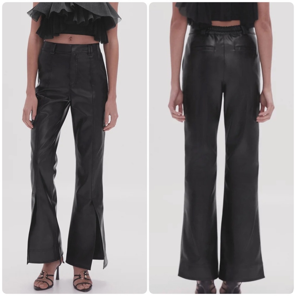 AJE Martha Wide Leg Vegan Leather Pant Black